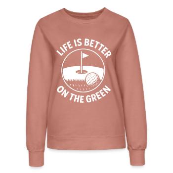 La vie est meilleure sur la citation de golf verte - Sweat Femme - rose poudré - Devant - AI Model Female 172 dark (172cm)