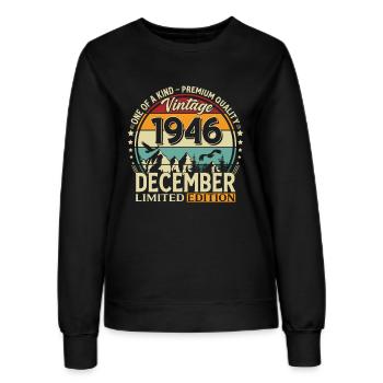 79e anniversaire Millésime décembre 1946 - Sweat Femme - noir - Devant - AI Model Female 172 light (172cm)