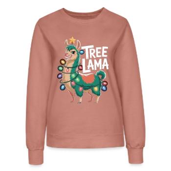 Tree Lama Weihnachts Shirt Lama mit Lichterkette - Frauen Sweatshirt - Altrosa - Vorne - AI Model Female 172 dark (172cm)