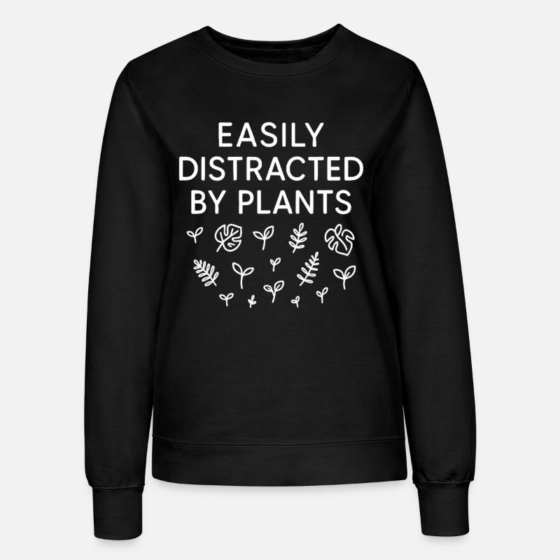 Easily Distracted By Plants Blätter - Frauen Sweatshirt - Schwarz