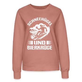 Rodel Piste SCHNEEHÜGEL UND BIERKRÜGE LUSTIG - Frauen Sweatshirt - Altrosa - Vorne - AI Model Female 172 dark (172cm)