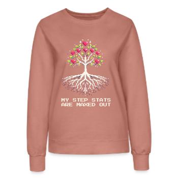 Stats de pas au maximum | Famille Patchwork - Sweat Femme - rose poudré - Devant - AI Model Female 172 dark (172cm)