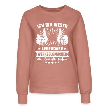 Légende du Fabricant d’Outilles - Sweat Femme - rose poudré - Devant - AI Model Female 172 dark (172cm)
