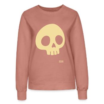 Crâne minimaliste beige - Sweat Femme - rose poudré - Devant - AI Model Female 172 dark (172cm)
