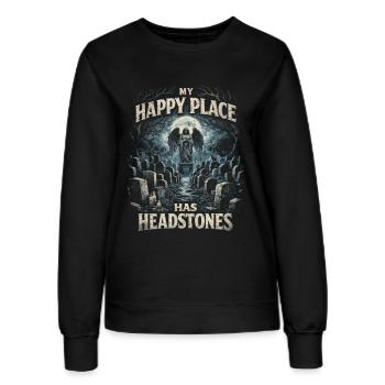 Friedhof Goth Humor My Happy Place Has Headstones - Frauen Sweatshirt - Schwarz - Vorne - AI Model Female 172 light (172cm)