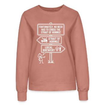 Heureusement, pas d’humour à la bière à la manière d’Hormuz - Sweat Femme - rose poudré - Devant - AI Model Female 172 dark (172cm)