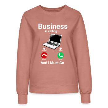 Business Is Calling Laptop Nerd IT Humor - Frauen Sweatshirt - Altrosa - Vorne - AI Model Female 172 dark (172cm)