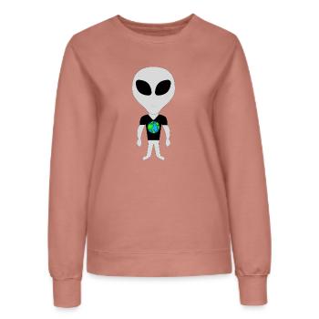 Nachhaltige Außerirdische mit der Erde - Frauen Sweatshirt - Altrosa - Vorne - AI Model Female 172 dark (172cm)