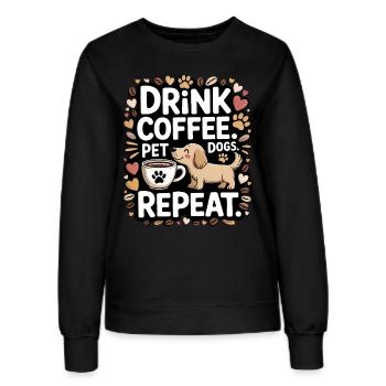Drink coffee pet dogs - Women’s Sweatshirt - black - Front - AI Model Female 172 light (172cm)