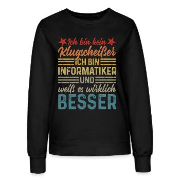 Informatiker - Kein Klugscheißer - Frauen Sweatshirt - Schwarz - Vorne - AI Model Female 172 light (172cm)