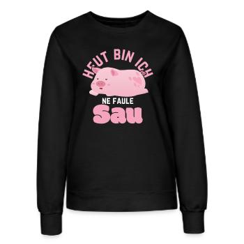 Schwein T-Shirt Heut bin ich ne faule Sau - Frauen Sweatshirt - Schwarz - Vorne - AI Model Female 172 light (172cm)