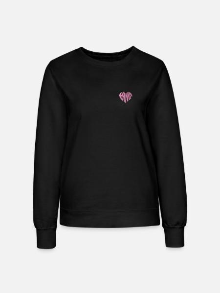 Mama Herz rosa bestickt - Frauen Sweatshirt - Schwarz