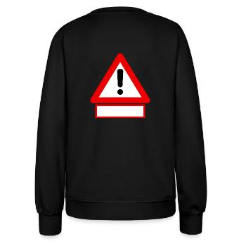 Warning! Custom text! 1 line 🚧 - Women’s Sweatshirt - black - Back - AI Model Female 172 light (172cm)