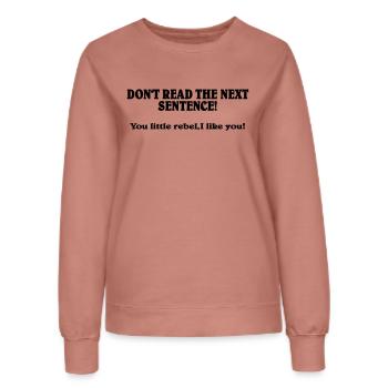 Don't read the next Sentence! - Sweat Femme - rose poudré - Devant - AI Model Female 172 dark (172cm)