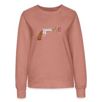 Paix pistol rose no war flower power peace colt - Sweat Femme - rose poudré - Devant - AI Model Female 172 dark (172cm)