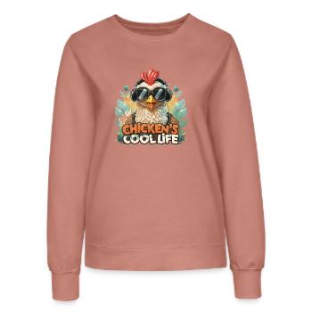 Das Leben eines Huhns - Frauen Sweatshirt - Altrosa - Vorne - AI Model Female 172 dark (172cm)