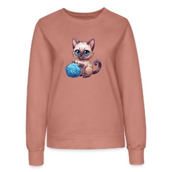 Chat avec de la laine - Sweat Femme - rose poudré - Devant - AI Model Female 172 dark (172cm)