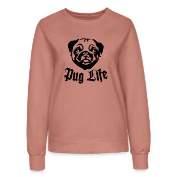 Pug Life - Sweat Femme - rose poudré - Devant - AI Model Female 172 dark (172cm)