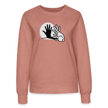 théâtre d'ombres à la main lapin théâtre d'ombre - Sweat Femme - rose poudré - Devant - AI Model Female 172 dark (172cm)