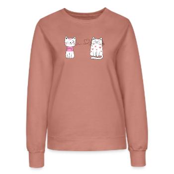 Zwei Katzen im HerzPopArt Stil - Frauen Sweatshirt - Altrosa - Vorne - AI Model Female 172 dark (172cm)