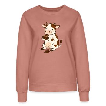 Vache en chocolat - Sweat Femme - rose poudré - Devant - AI Model Female 172 dark (172cm)