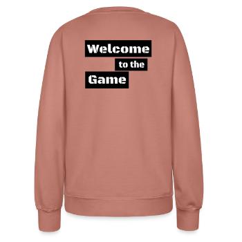 WELCOME TO THE GAME – Minimal Gamer Statement - Frauen Sweatshirt - Altrosa - Hinten - AI Model Female 172 dark (172cm)