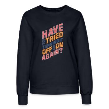 Lustiger Spruch IT Nerd Geek Computer Humor - Frauen Sweatshirt - Navy - Vorne - AI Model Female 172 light (172cm)