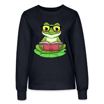 Lunettes de livre Frog Nerd - Sweat Femme - marine - Devant - AI Model Female 172 light (172cm)