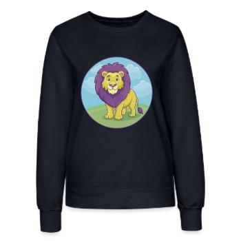 Lion mignon Kawaii dessin animé Clipart Animal de compagnie - Sweat Femme - marine - Devant - AI Model Female 172 light (172cm)
