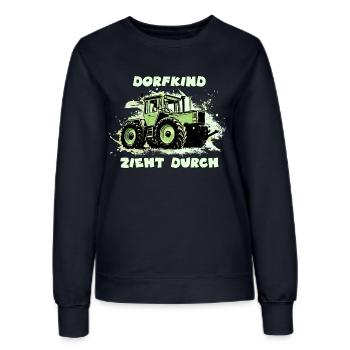 Dorfkind Zieht Durch - Frauen Sweatshirt - Navy - Vorne - AI Model Female 172 light (172cm)