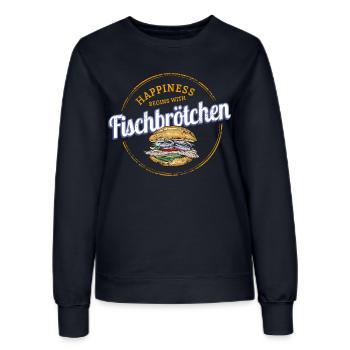 Fischbrötchen mit Matjes oder Bismarckhering - Frauen Sweatshirt - Navy - Vorne - AI Model Female 172 light (172cm)