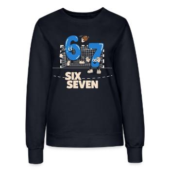67 Six Seven meme Handball - Lustiges Geschenk - Frauen Sweatshirt - Navy - Vorne - AI Model Female 172 light (172cm)