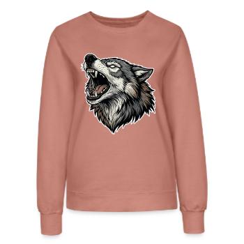 Wild Wolf Heulend Alpha Wolf Maskottchen - Frauen Sweatshirt - Altrosa - Vorne - AI Model Female 172 dark (172cm)
