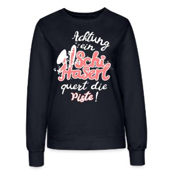 Skihaserl lustige witzige Schifahrer Sprüche Mädel - Frauen Sweatshirt - Navy - Vorne - AI Model Female 172 light (172cm)