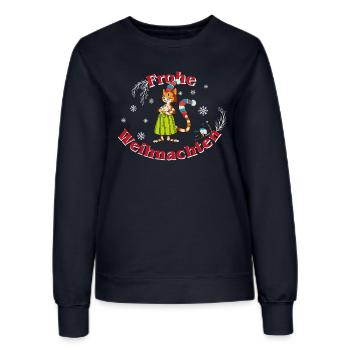 Pettersson & Findus Design Frohe Weihnachten - Frauen Sweatshirt - Navy - Vorne - AI Model Female 172 light (172cm)