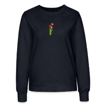 Trois tulipes aux couleurs vives comme bouquet printanier - Sweat Femme - marine - Devant - AI Model Female 172 light (172cm)