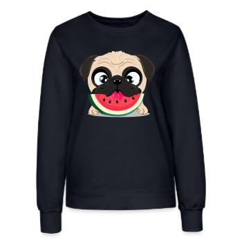 Carlin à la pastèque, Fruity Dog Design - Sweat Femme - marine - Devant - AI Model Female 172 light (172cm)