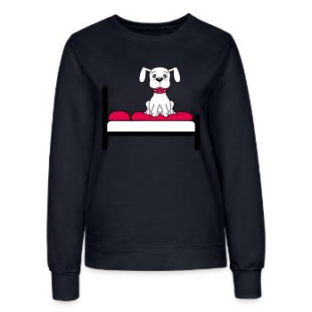 Hund Auf Bett Entspannt Schlafen Schlafzimmer Süß - Frauen Sweatshirt - Navy - Vorne - AI Model Female 172 light (172cm)