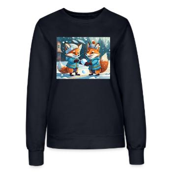 cute little fiend fox everyday life – playing - Women’s Sweatshirt - french navy - Front - AI Model Female 172 light (172cm)
