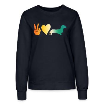 Chien teckel - Sweat Femme - marine - Devant - AI Model Female 172 light (172cm)