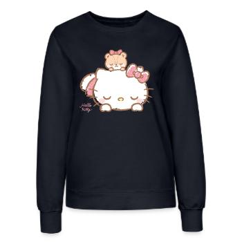 Hello Kitty Mit Teddy Auf Dem Rücken - Frauen Sweatshirt - Navy - Vorne - AI Model Female 172 light (172cm)