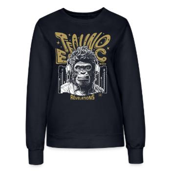 Monkey Energy T-Shirt: Feel the Techno Vibe - Women’s Sweatshirt - french navy - Front - AI Model Female 172 light (172cm)