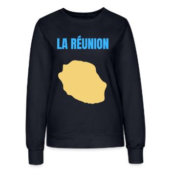 T-Shirt mit goldener Karte auf der Insel La Réunion - Frauen Sweatshirt - Navy - Vorne - AI Model Female 172 light (172cm)
