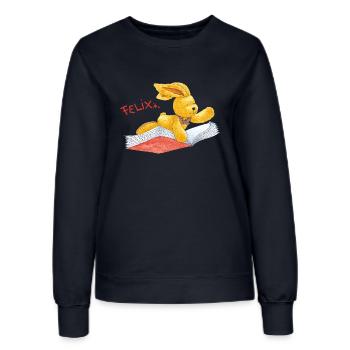 Felix der Hase Auf Einem Fliegenden Buch - Frauen Sweatshirt - Navy - Vorne - AI Model Female 172 light (172cm)