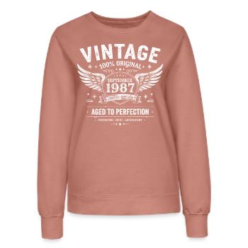 Né en Septembre 1987 - Sweat Femme - rose poudré - Devant - AI Model Female 172 dark (172cm)