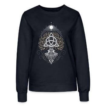 Yggdrasil Lebensbaum Triquetra - Frauen Sweatshirt - Navy - Vorne - AI Model Female 172 light (172cm)