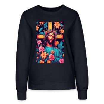 Jesus Christus - Frauen Sweatshirt - Navy - Vorne - AI Model Female 172 light (172cm)