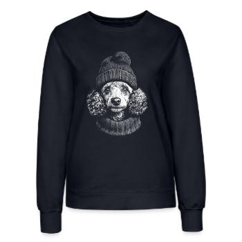 Pudel Pudelmütze Hunde Hund Zwergpudel - Frauen Sweatshirt - Navy - Vorne - AI Model Female 172 light (172cm)