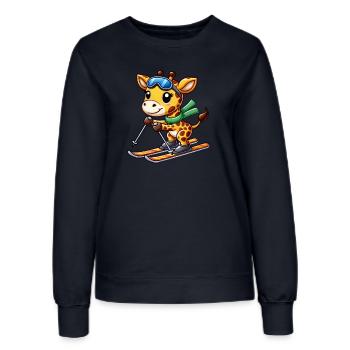Giraffe Skifahrer Wintersport Winterurlaub - Frauen Sweatshirt - Navy - Vorne - AI Model Female 172 light (172cm)