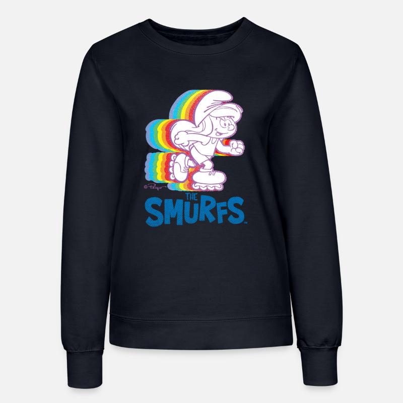 Diseño de Pitufos con Pitufina en patines - Sudadera para mujer - azul marino